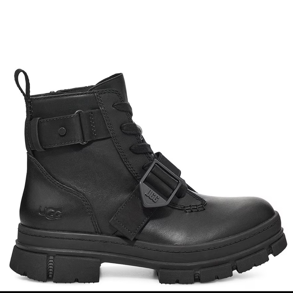 Ugg Ashton Lace-Up Leather Buckled Platform Cold Weather Booties